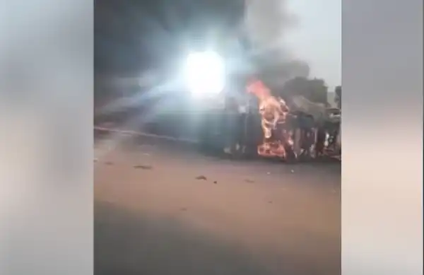 Tanker On Fire At Abaji, Along Abuja-Lokoja Expressway
